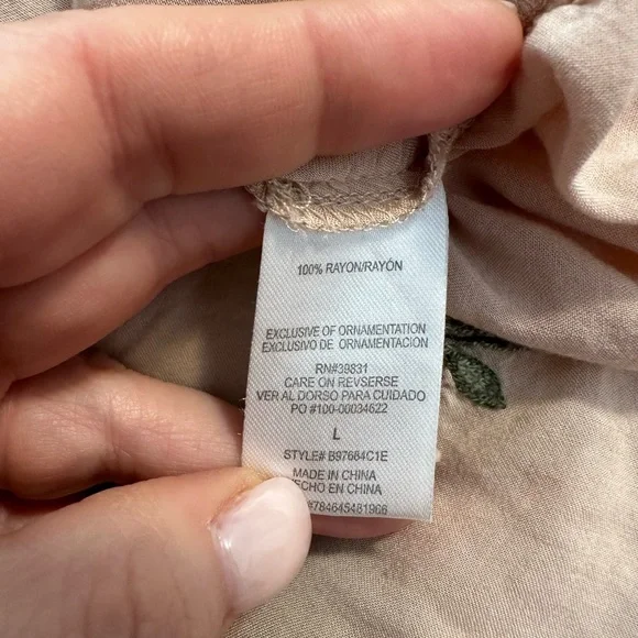 Democracy Cream Embroidered Flutter Sleeve Blouse - Picture 5 of 5